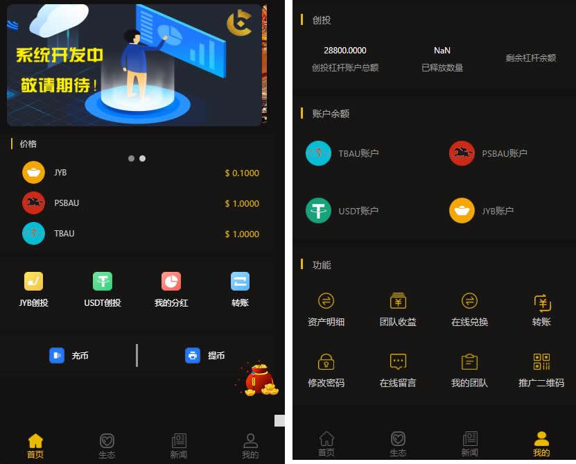 区块链CAGI虚拟资产币投资分红理财创投源码+杠杆转账完整源码